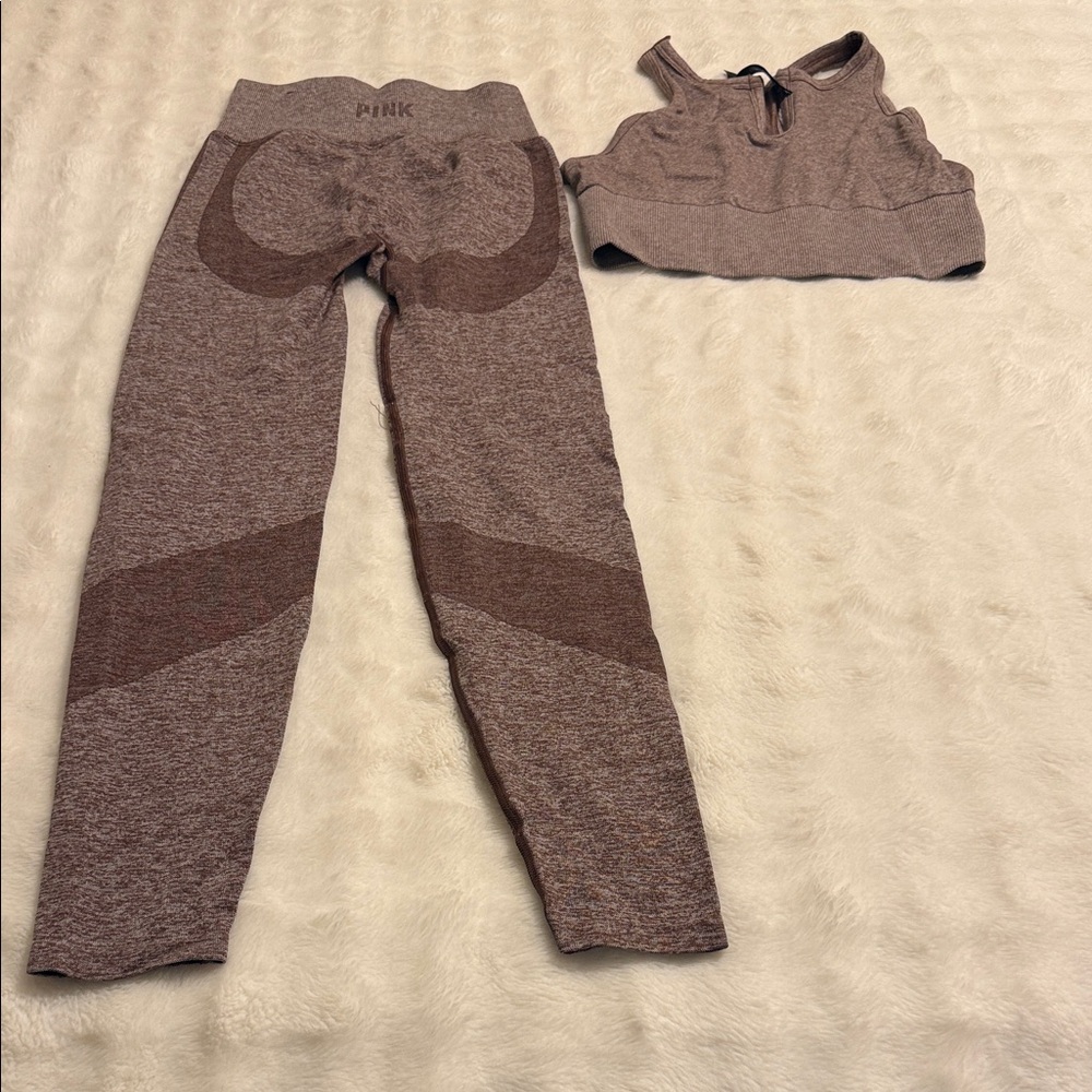 Victoria Secret PINK Active Cocoa Brown Fitness Set